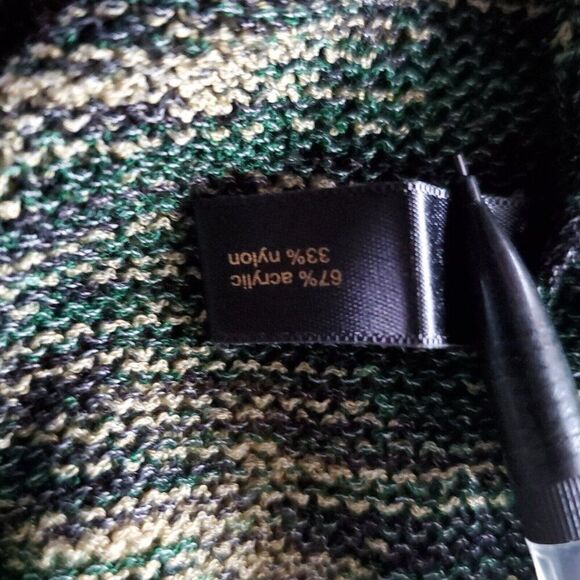 Outback Red Womens Cardigan Sweater L Green Yellow Marled Knit Tie Belt Tunic - Picture 5 of 5